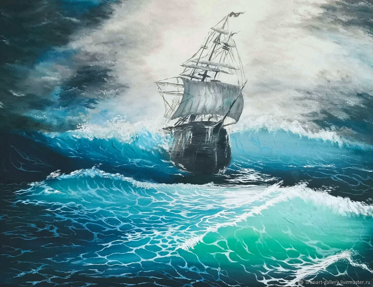 Картина корабль в шторме