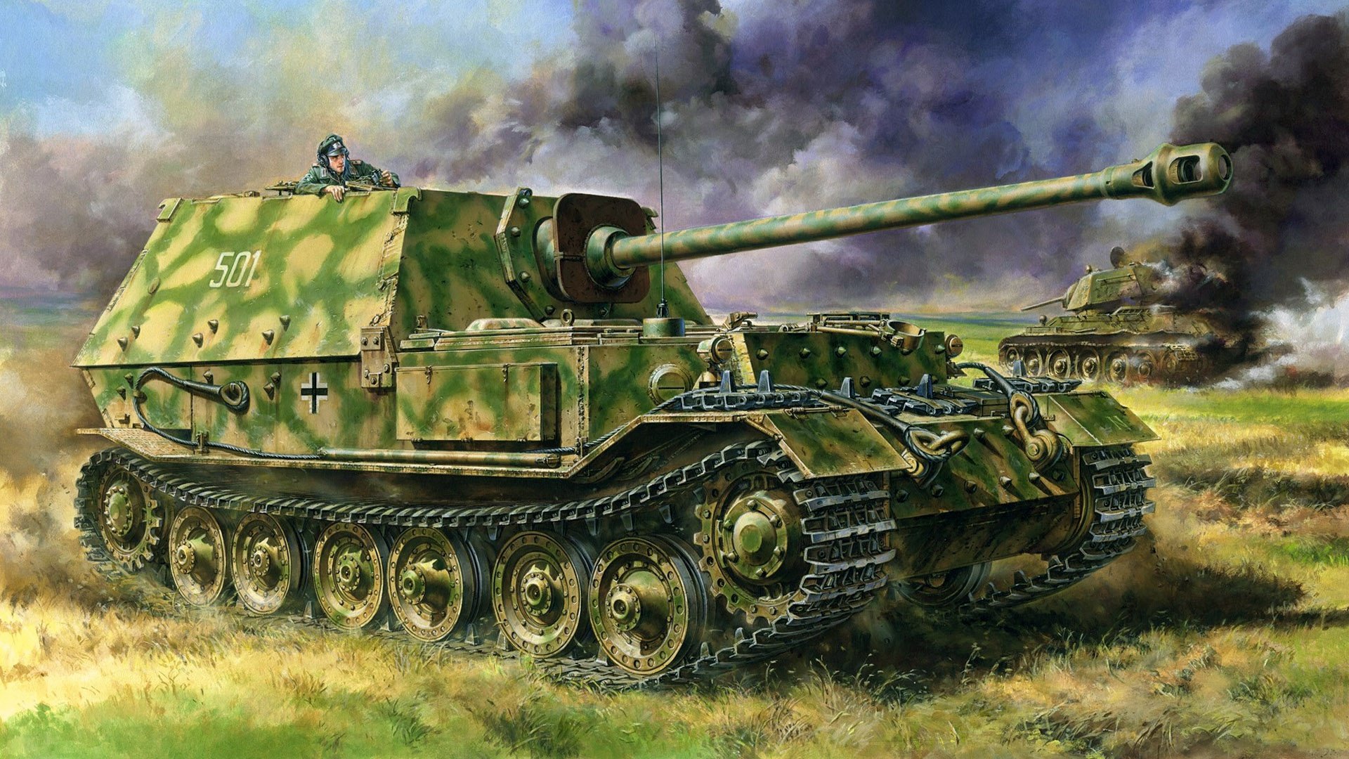 Тяжелый танк времен войны. САУ немцев второй мировой Фердинант.