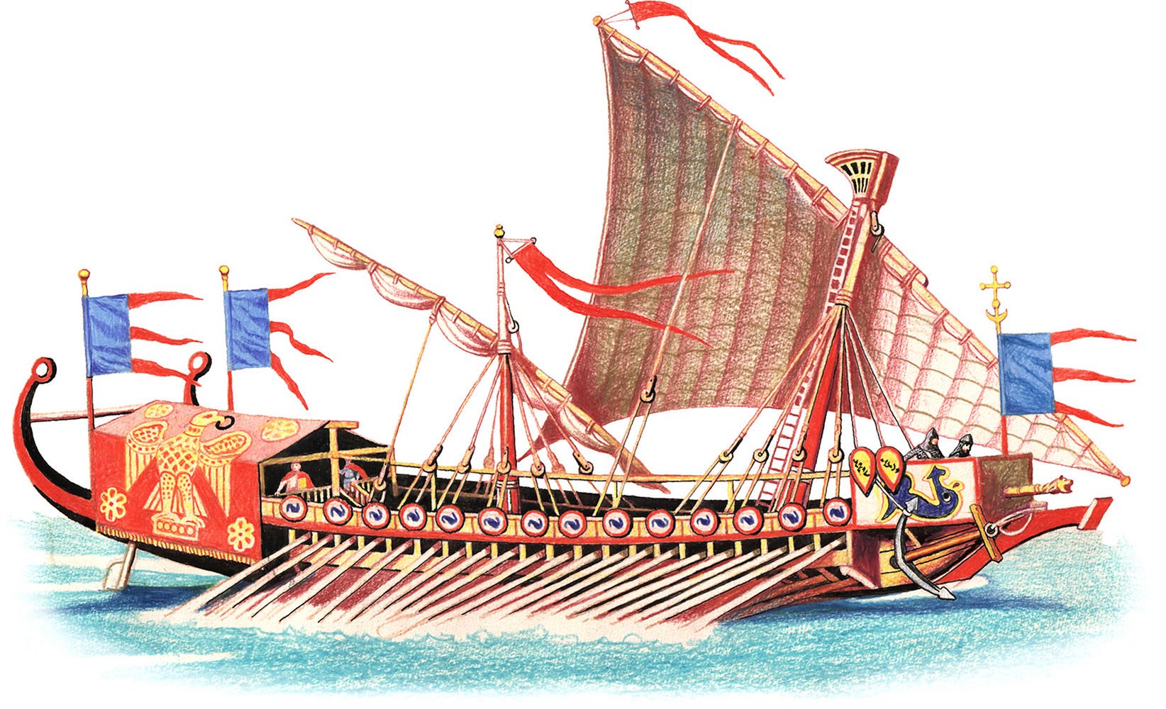 Весельное боевое судно. Дромон Византия. Дромон корабль Византия. Галеры древней Греции. Хеландия корабль Византия.
