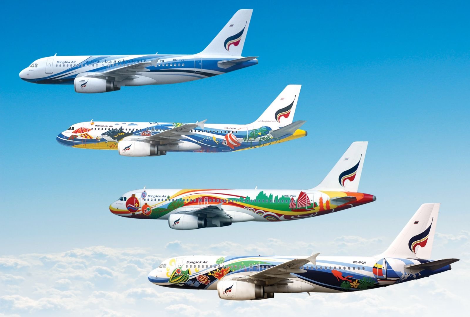 Авиакомпании бангкока. Самолёт Бангкок Эйрлайнс. Бангкок Эйр самолеты. Расцветки самолетов. Самолет цветной.