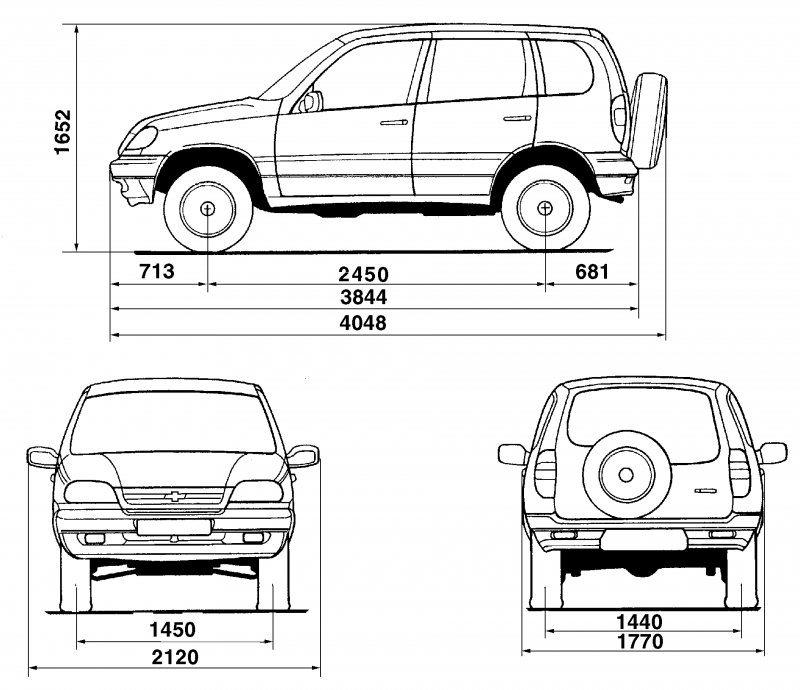 Нива шевроле габариты кузова