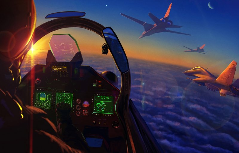 Су-27 кабина пилота ночь