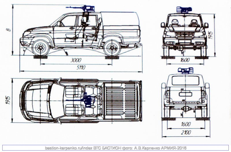 УАЗ Pickup 23632 габариты
