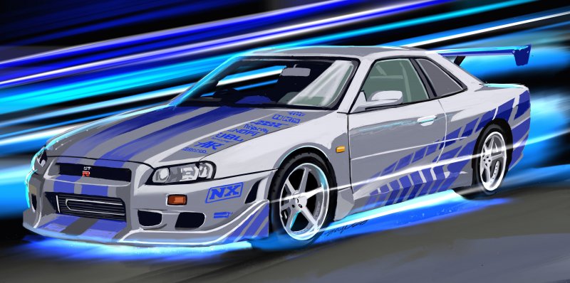 Nissan Skyline GTR r34 Paul Walker арт