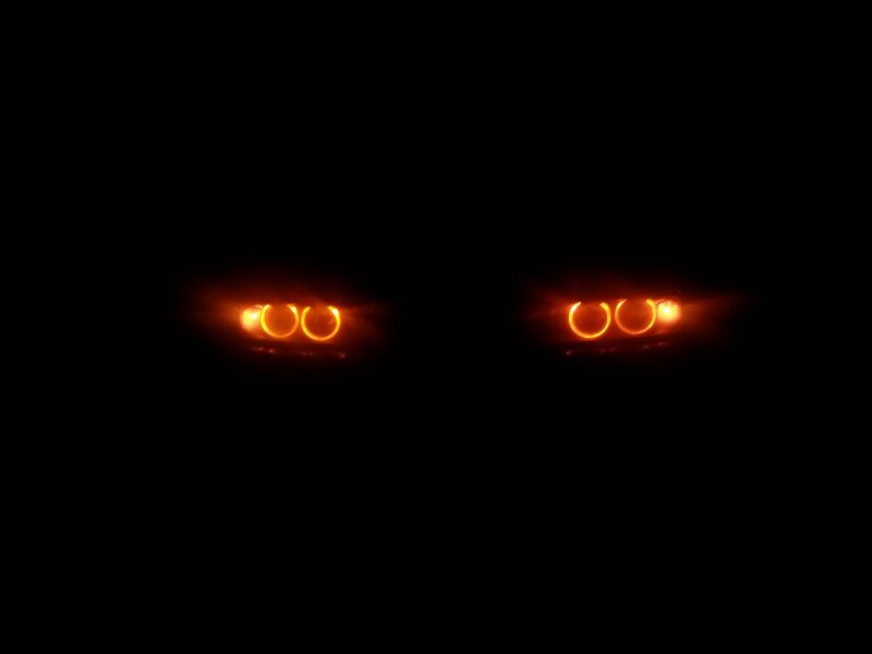 BMW e34 фары в темноте