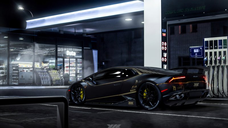 Чёрный Lamborghini 4k Huracan