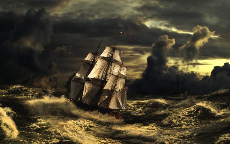 Море шторм корабль