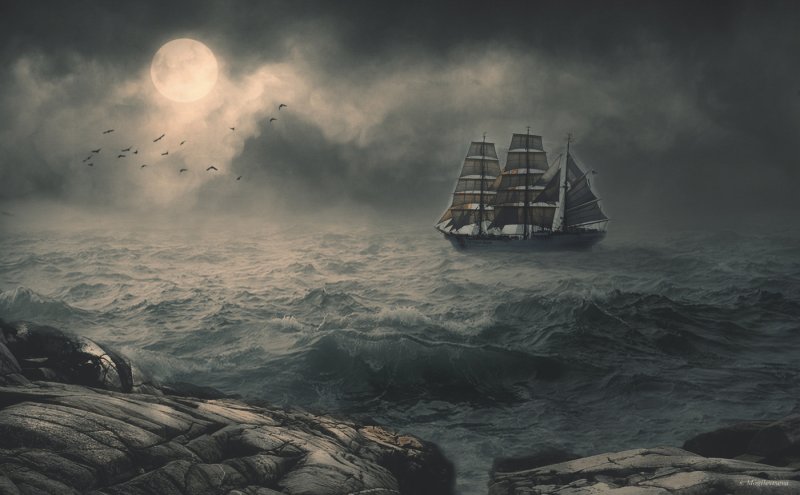 Море шторм корабль