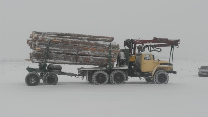 Лесовозы Урал с прицепом роспуском