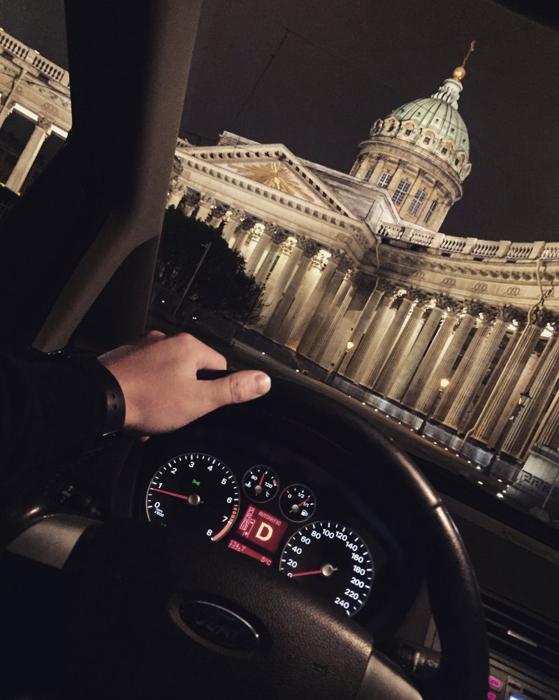 Ночной Питер на машине