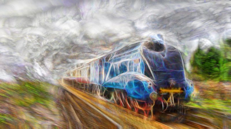 Железная дорога акварель