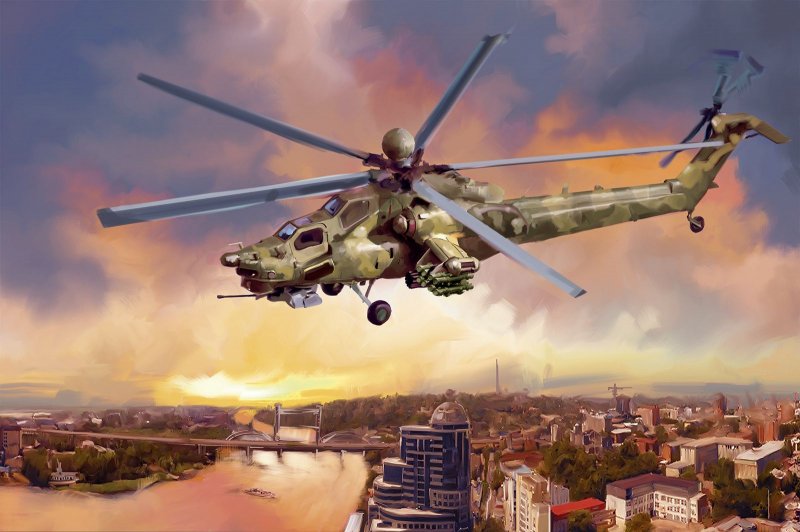 Отрисовка военного вертолёта для детей