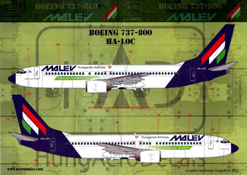 Декали Boeing 737-800 1/144