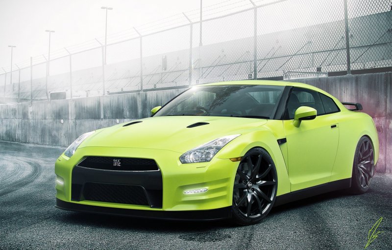 Nissan GTR r35 зеленый