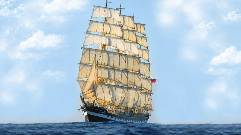 Море корабль Крузенштерна