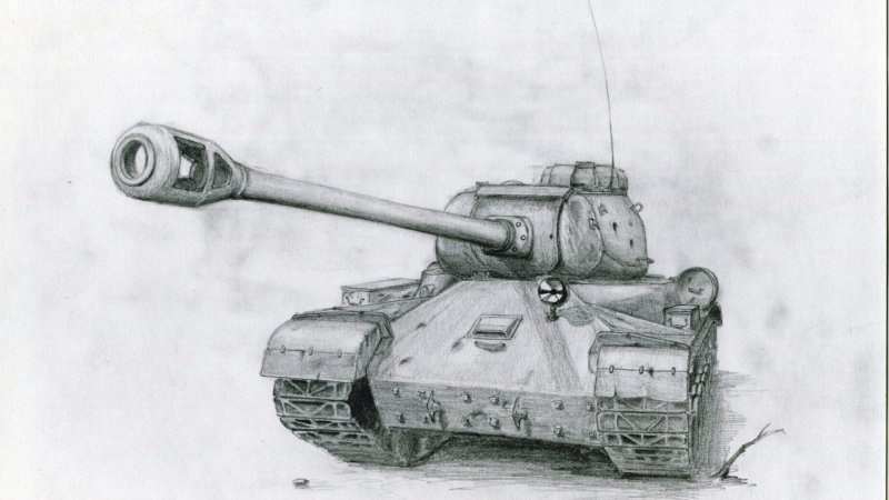 Рисунок танка карандашом