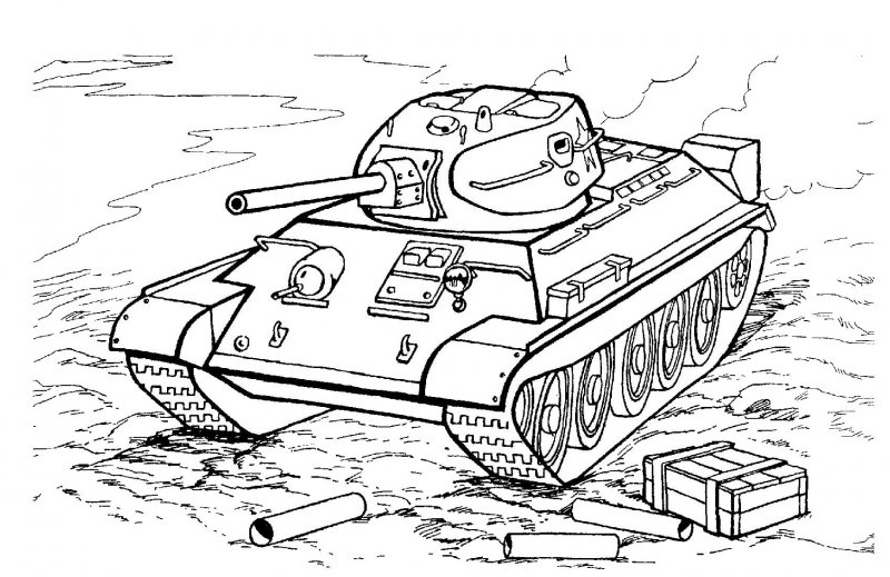 Раскраска танк т34 Военная техника