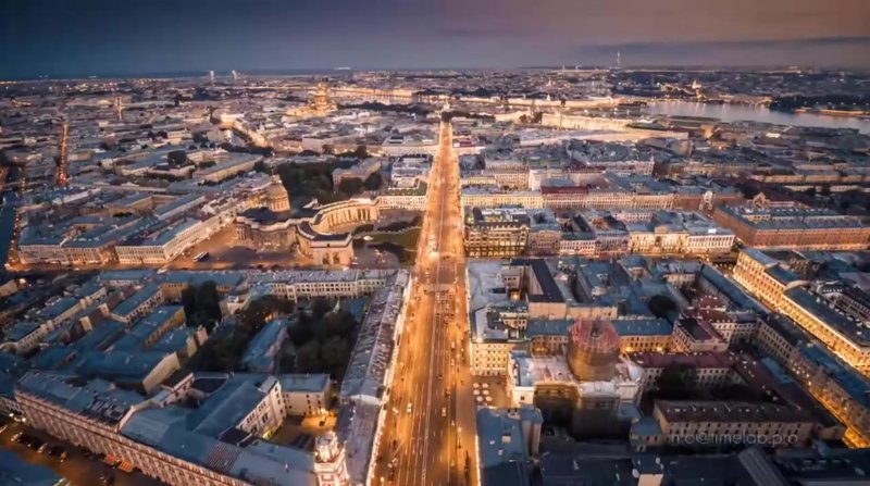 Петербург центр с высоты ночь