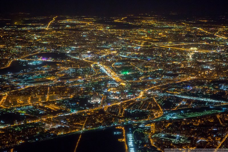 Ночная Москва с самолета