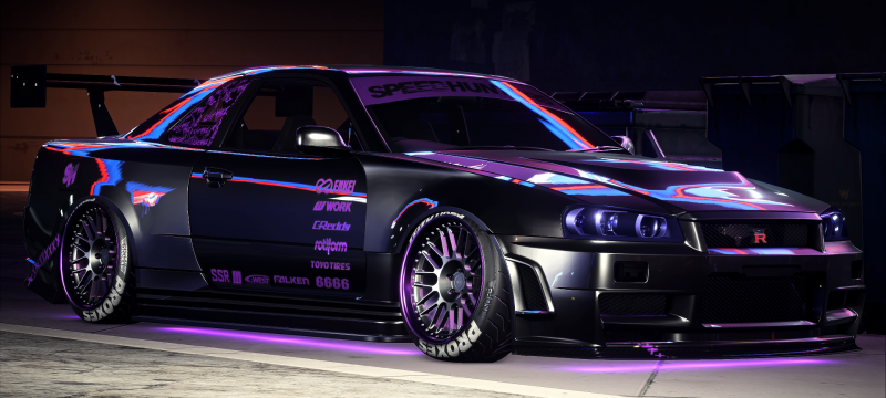 Nissan Skyline GTR r34 фиолетовый