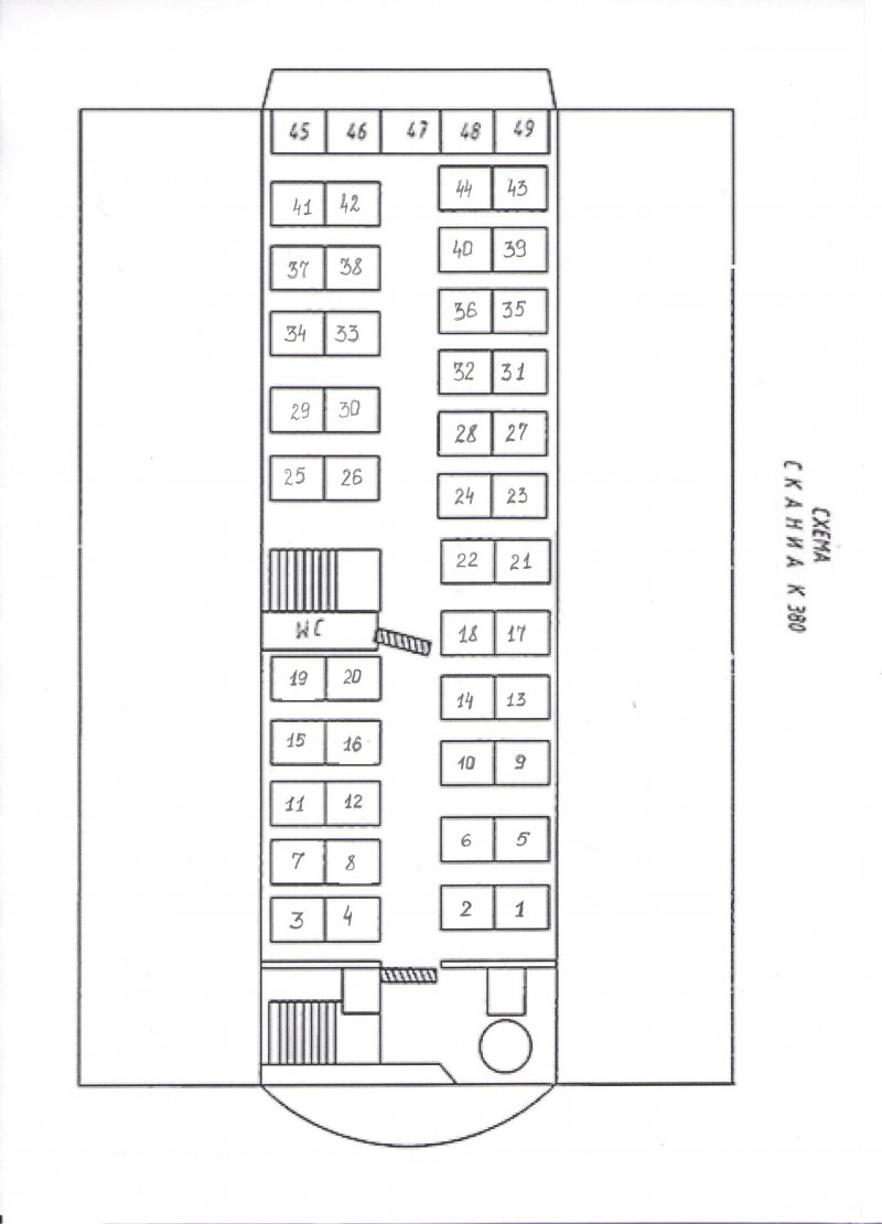 Схема мест в автобусе скания