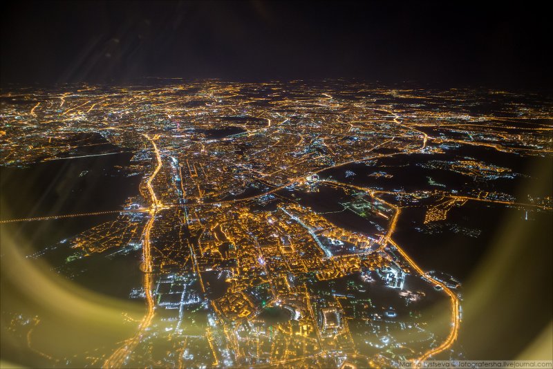 Ночная Москва с самолета