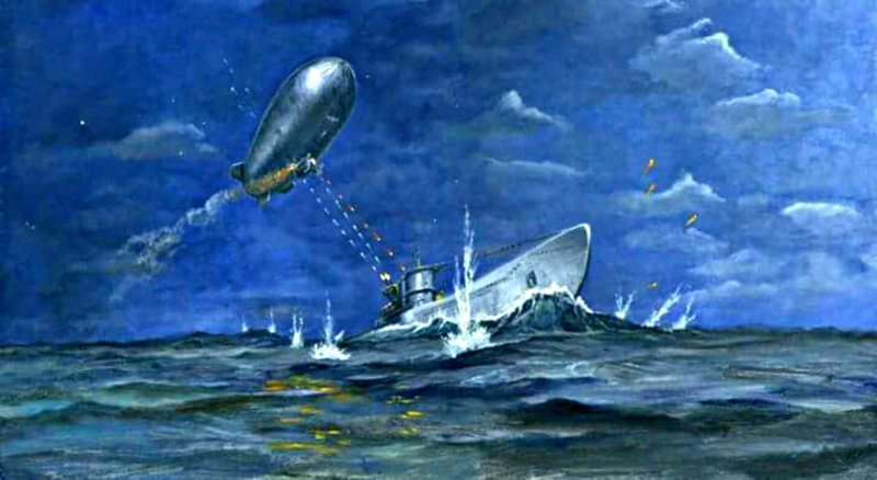 Бой дирижабля с подводной лодкой