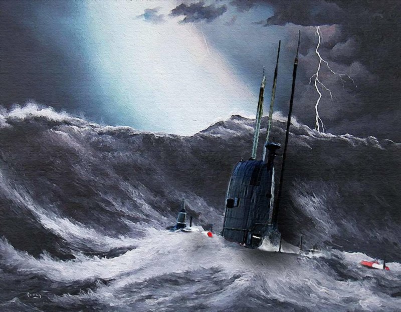 Подводная лодка в Штормовом море
