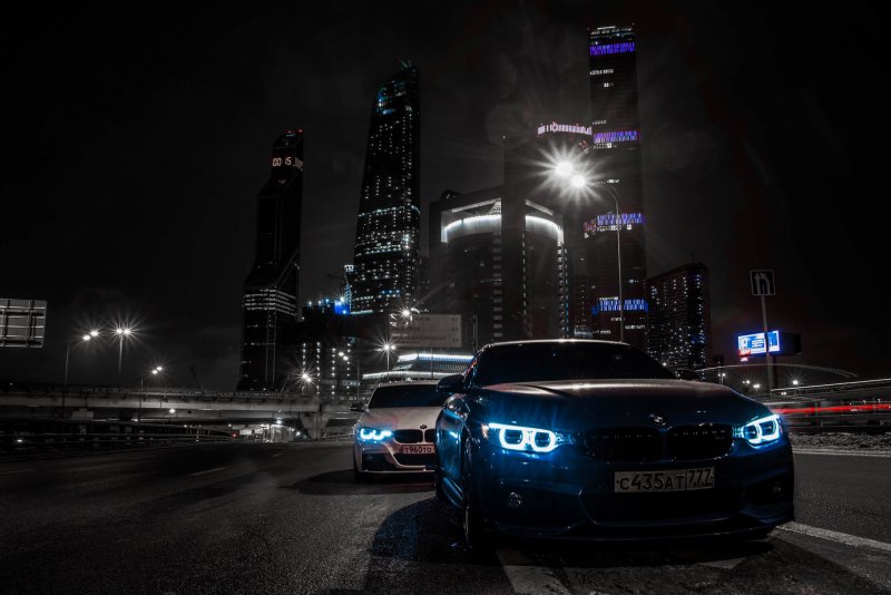 BMW f10 город ночь
