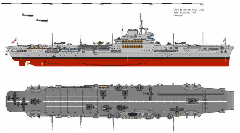 Aircraft Carrier HMS illustrious 1940 чертеж