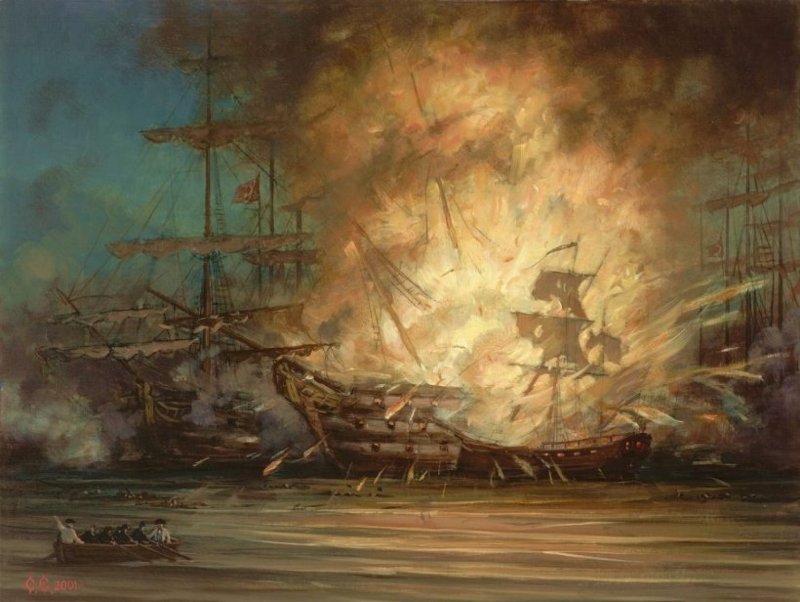 Чесменское сражение 7 июля 1770 года Айвазовский