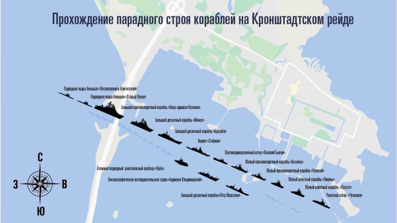 Парад ВМФ В Санкт-Петербурге маршрут движения кораблей
