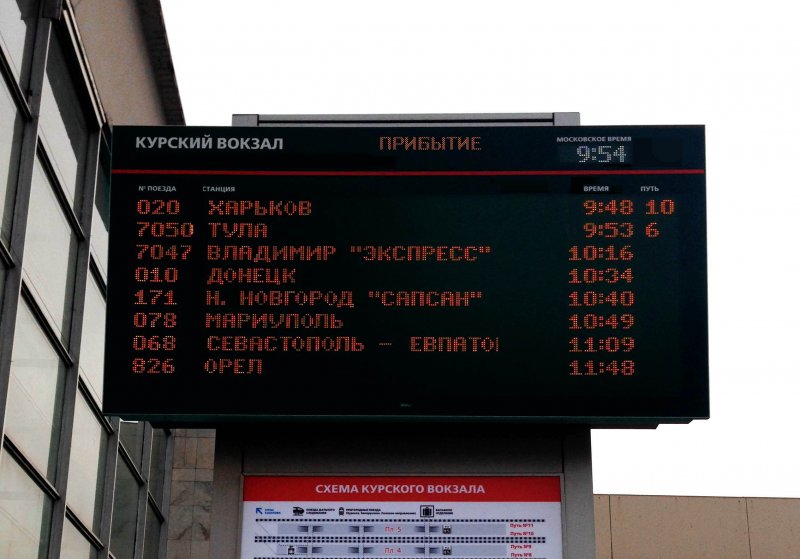 Табло поезда Курский вокзал