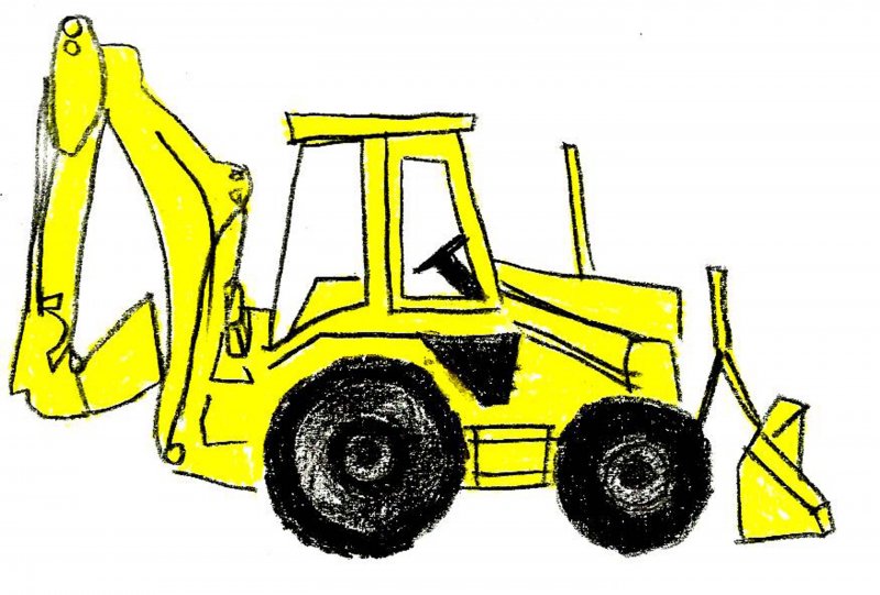 Building and Excavator vector PNG