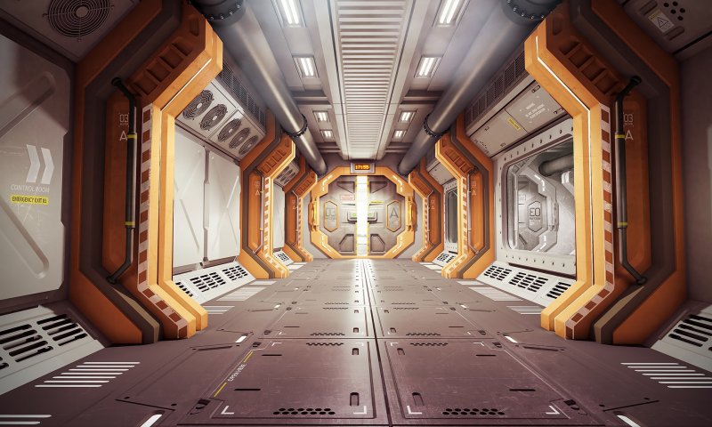 3d коридор космического корабля амонг АС