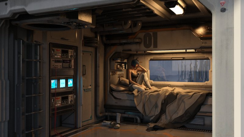 Sci Fi поезд каюта управления