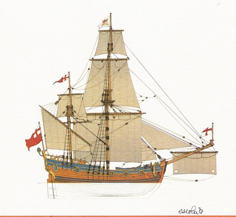 Ketch Nonsuch 1650 чертежи