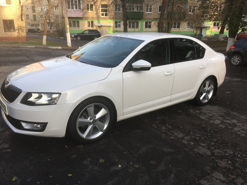 Белая Skoda Octavia a7 r18
