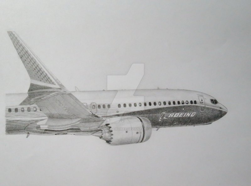 Боинг 747 сбоку рисунок