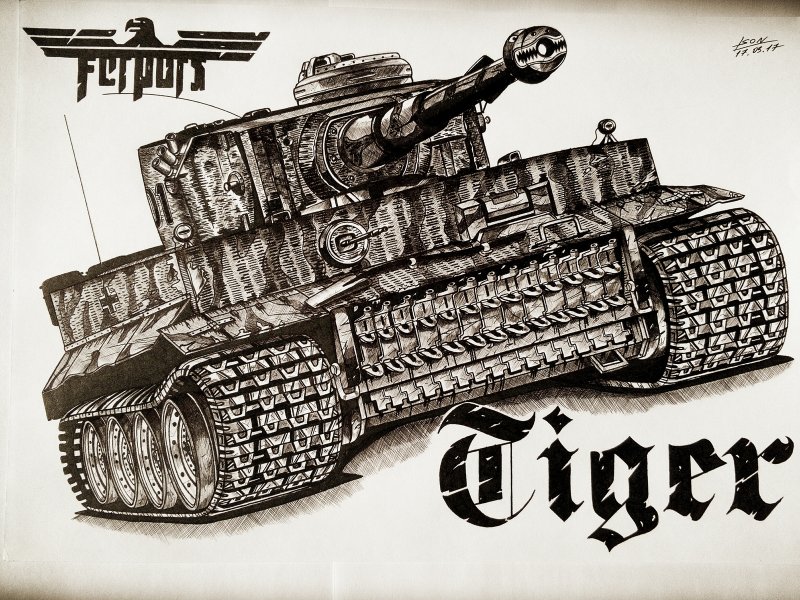 Рисунок танка тигр 1