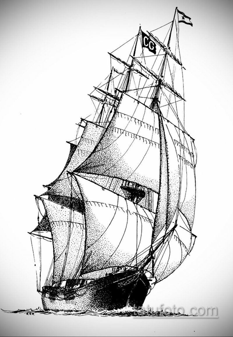 Парусник рисунок карандашом