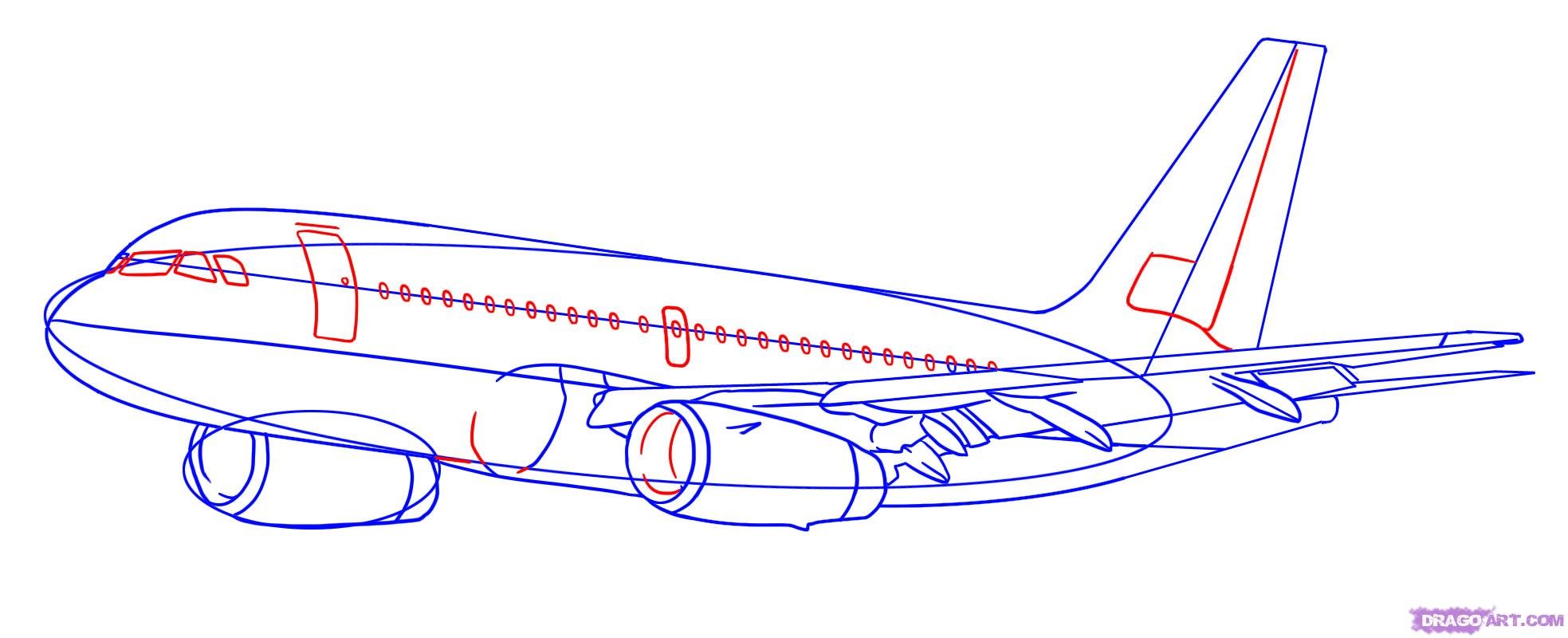 Рисование самолета пошагово