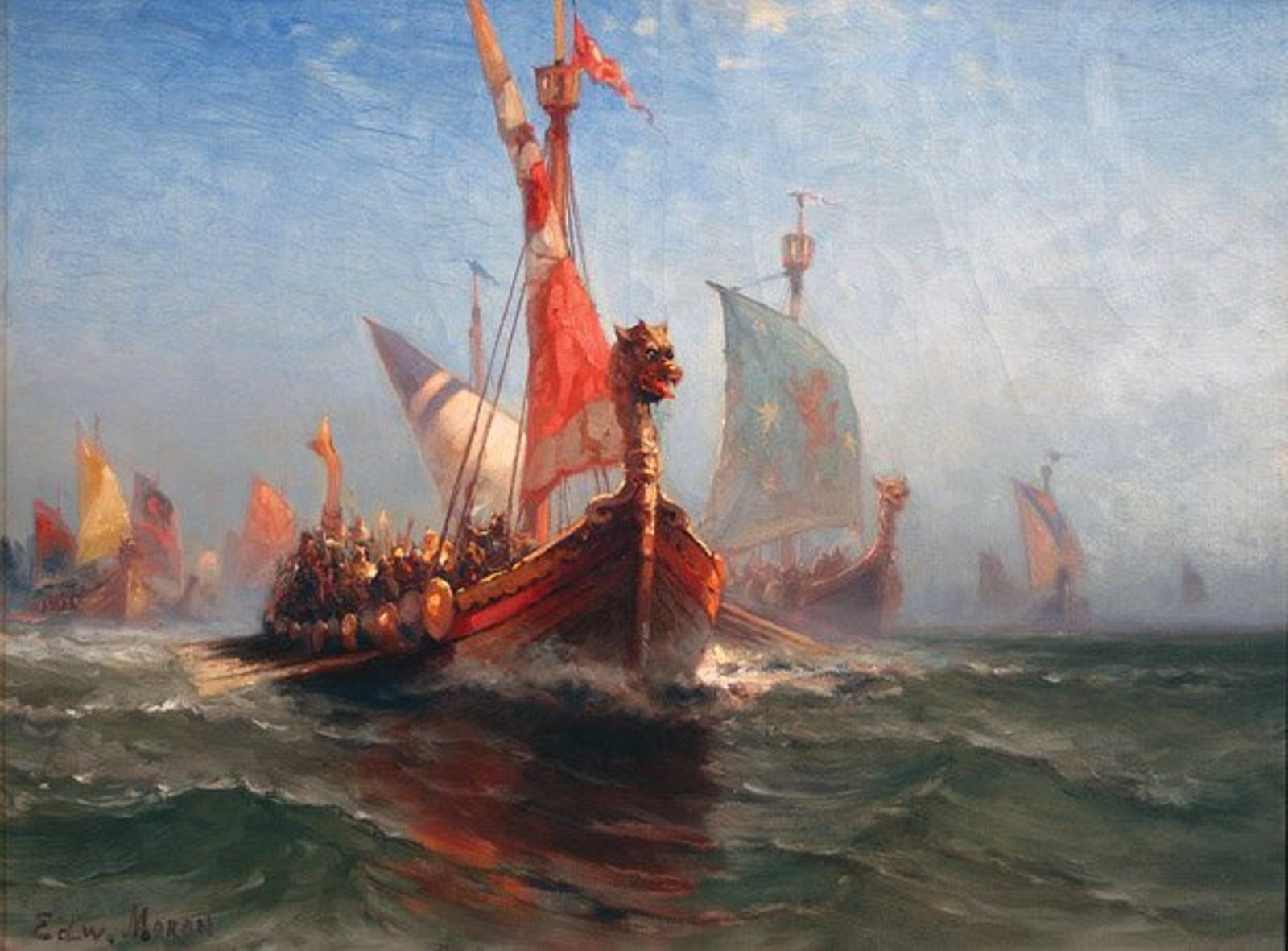 Ладья море. Картина Ладья новгородцев корабль море. Драккар викингов. Драккар викингов Норвегия.