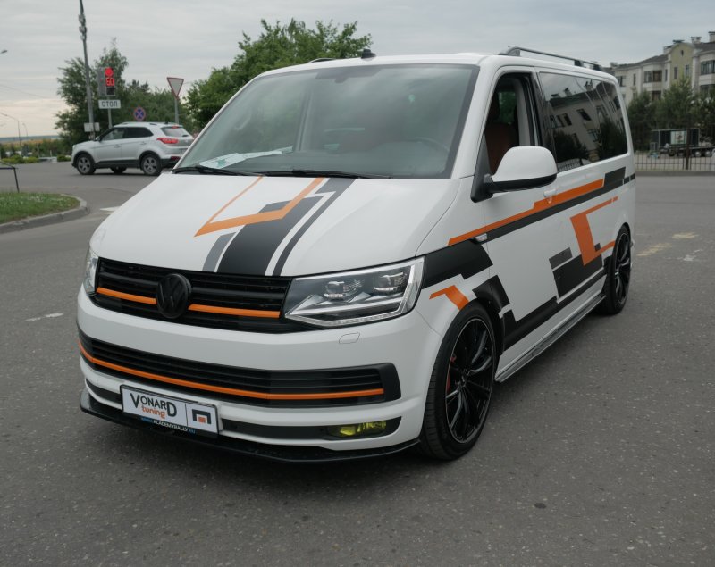 Сплиттер под передний бампер VW t6