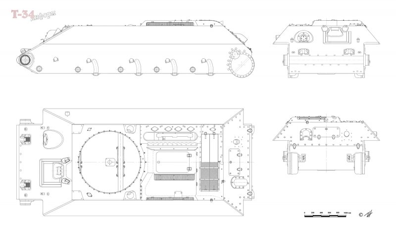 Чертёж корпуса танка т-34