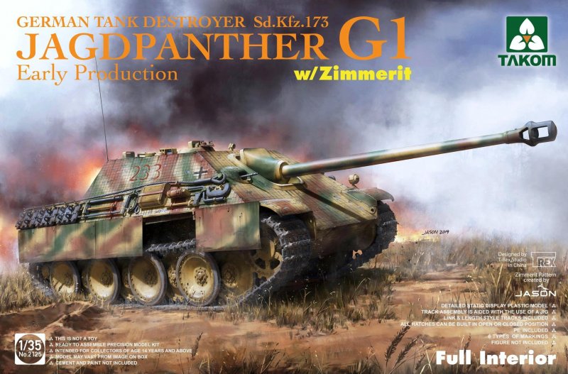Takom 2125 Jagdpanther g1 early Zimmerit/Full Interior 1:35