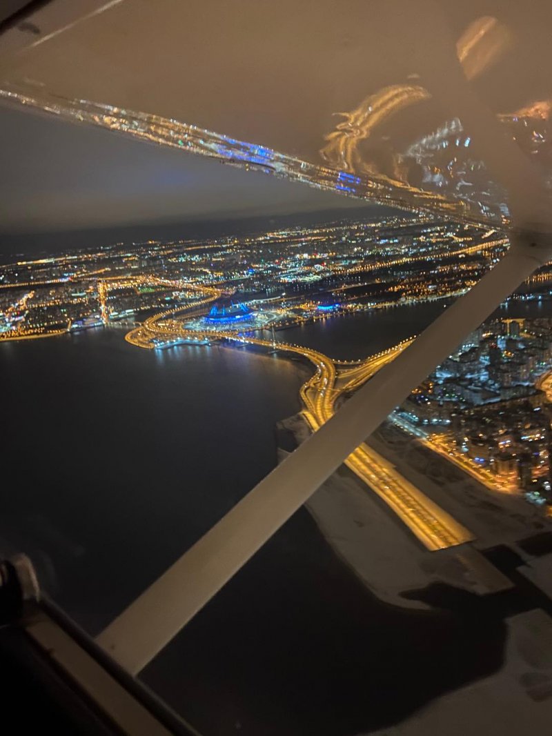 Ночной Питер с самолета