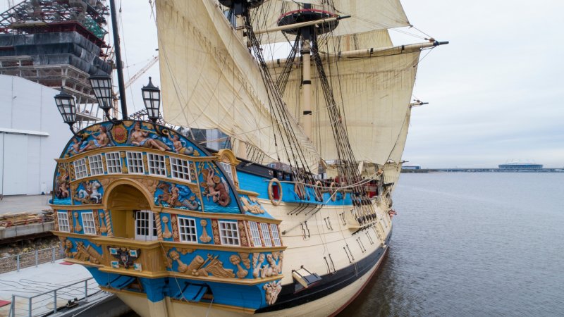 Корабль Полтава Петр 1 gravura