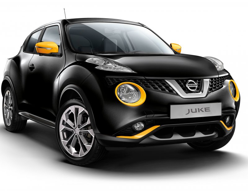 Желтый Ниссан Жук 2017 года с желтыми дисками