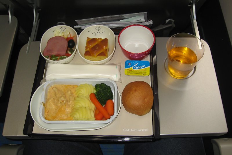 Cathay Pacific бизнес класс еда
